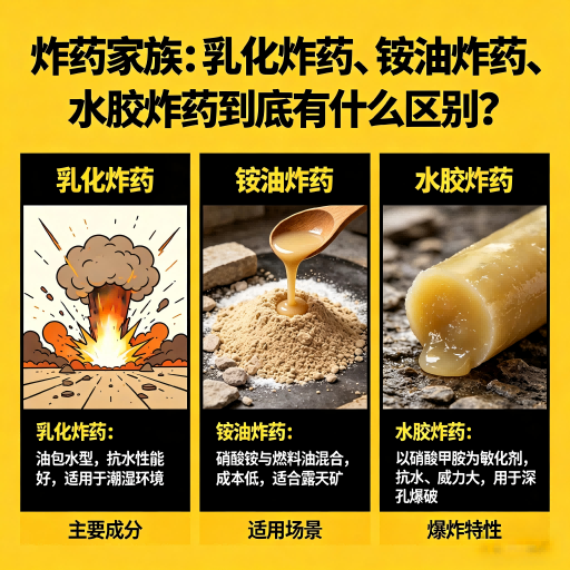 肥城炸药家族：乳化炸药、铵油炸药、水胶炸药到底有什么区别？